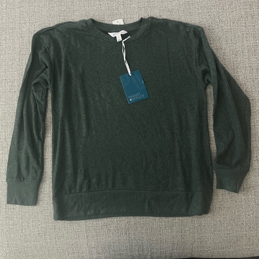 Market & Spruce Lily Cozy Crew Neck Brushed Knit Top - M